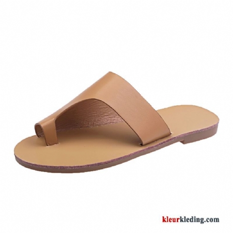 Dames Slipper Vrouwen Zomer Dikke Zool Antislip Langs Pantoffels Bruin Bovenkleding