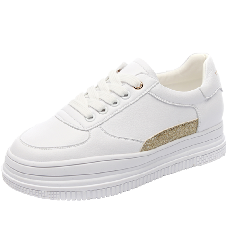 Dames Sportschoenen Plateauzool Casual Alle Wedstrijden Voorjaar Student Schoenen Vrouwen Sleehak Wit Gouden