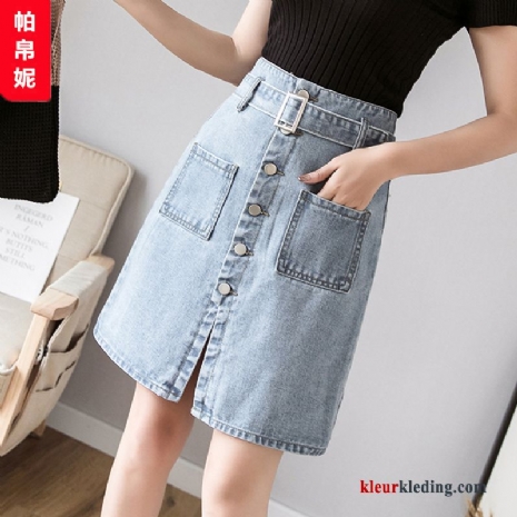 Dames Super Zomer Hoge Taille Voorjaar Denim Rok Dunne