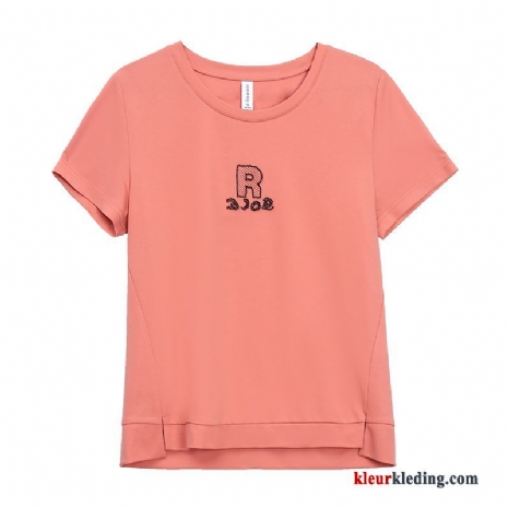 Dames T-shirts Jasje Zomer Losse Letter Trend Oranje Nieuw Onderhemd