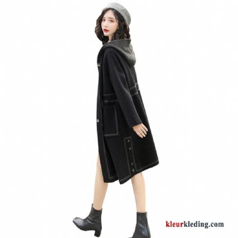 Dames Trend Hoodie Jas Eenvoudige Mode Elegante Zwart Winter