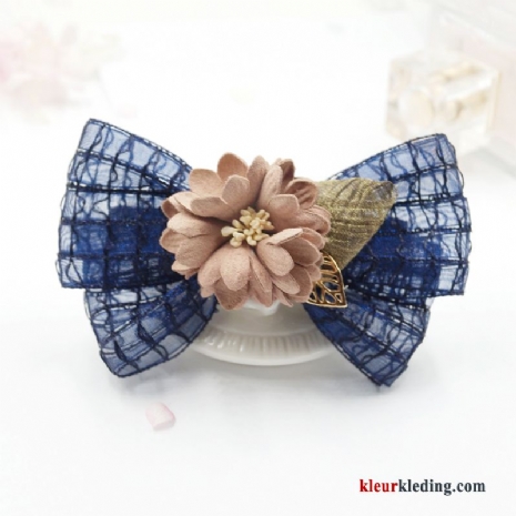 Dames Vlinderdas Bloemen Doek Accessoires Met De Hand Hoofdtooi Haarspeld Kleurrijk Blauw