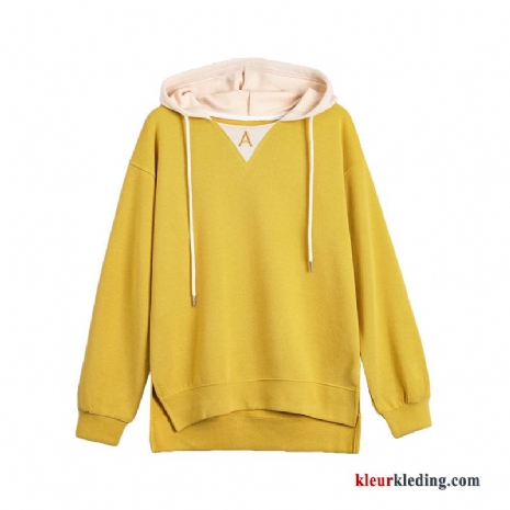 Dames Voorjaar Dun Geel Losse Hoodie Trend Nieuw Super