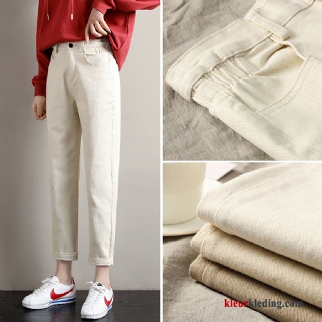 Dames Wit Herfst Rechtdoor Casual Broek Student Nieuw Harlan Beige Abrikoos Kleur