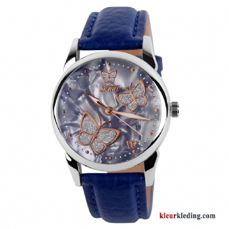 Dames Zoet Riem Elegante Mode Persoonlijkheid Vintage Horloge Waterdicht Blauw