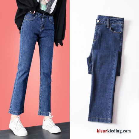 Donkerblauw Broek Nieuw Spijkerbroek Jeans Dunne Slim Fit Herfst Dames