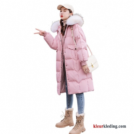 Donsjack Eendendons Elegante Roze Comfortabele Persoonlijk Rits Winter Lange Mouwen Dames