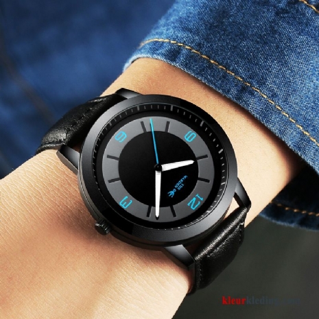 Dun De Middelbare School Tiener Heren Casual Gemiddelde Mode Horloge Zwart