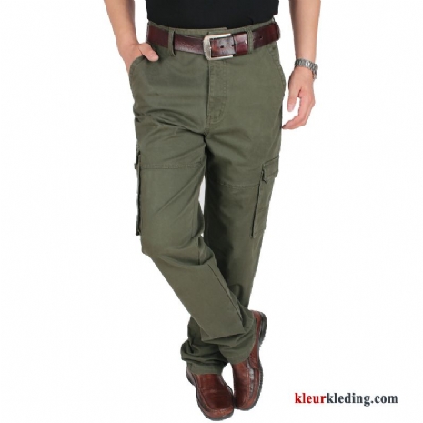 Elastiek Outdoor Groen Casual Broek Cargo Broek Losse Heren Dikke