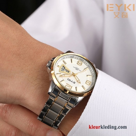 Elegante Vader Casual Waterdicht Middelbare Leeftijd Geschenk Heren Horloge Gouden