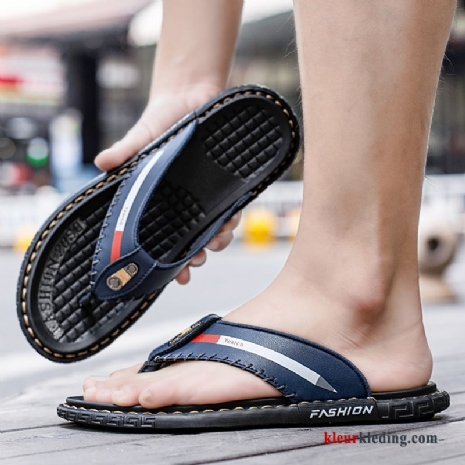 Flip Flops Bovenkleding Schoenen Trend Leer Mode Strand Mannen Slipper Heren Rood Blauw