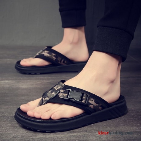 Flip Flops Pantoffels Mannen Slipper Strand Zachte Zolen Bovenkleding Camouflage Antislip Heren Rood Zwart