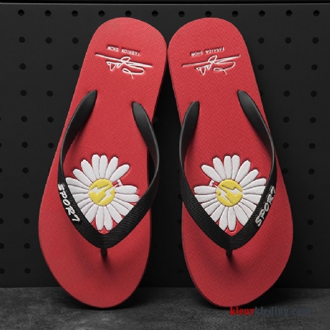 Flip Flops Persoonlijk Pantoffels Mannen Zomer Trend Outdoor Slipper Bovenkleding Heren Rood