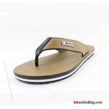 Flip Flops Platte Zool Mannen Trend Antislip Schoenen Strand Pantoffels Sandaal Heren Kaki