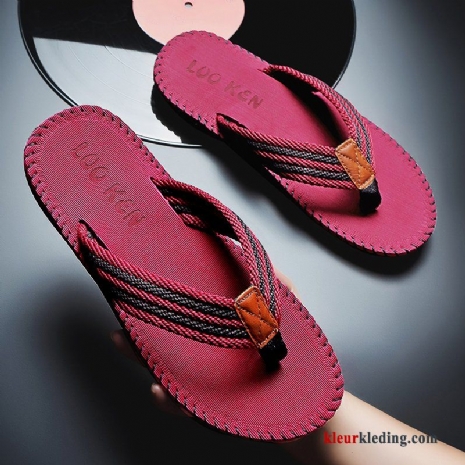 Flip Flops Zomer Slipper Mannen Pantoffels Zachte Zolen Winkel Antislip Bovenkleding Heren Rood