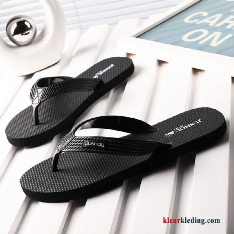 Flip Flops Zomer Zachte Zolen Bovenkleding Slipper Mannen Antislip Mode Pantoffels Heren Zwart