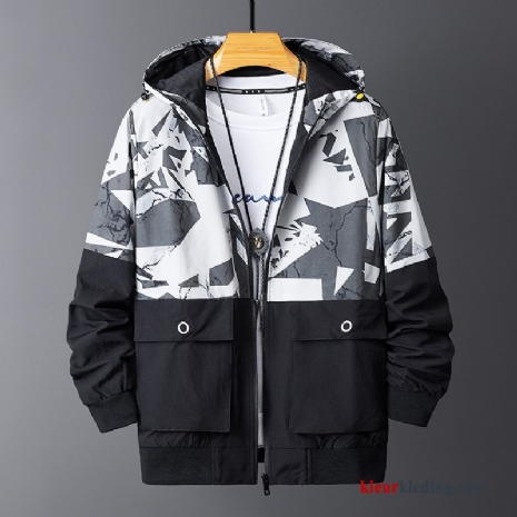 Gemengde Kleuren Camouflage Trendy Merk Losse Cargo Voorjaar Jack Student Heren