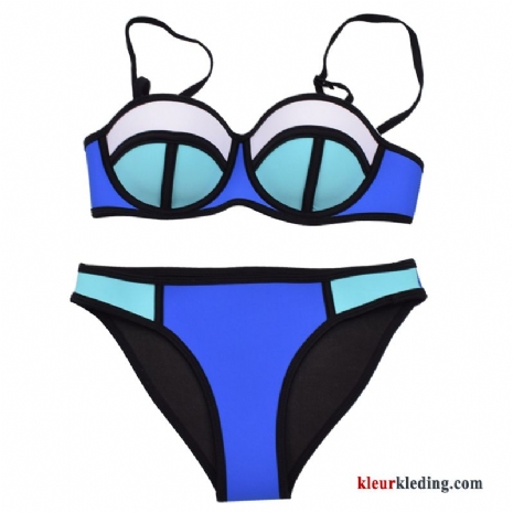 Gemengde Kleuren Mini Zwempak Bikini Dames Warmwaterbronnen Staal Zwemkleding Blauw Fluorescentie