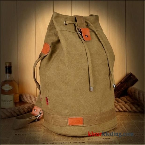 Groot Heren Rugzak Student Sport Casual Canvas Schooltas Kaki