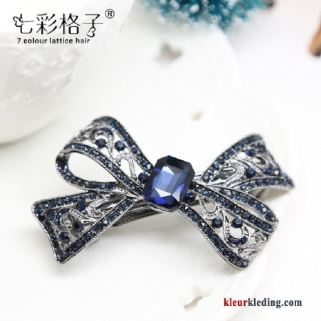 Haarspeld Haaraccessoires Veerklemmen Kleurrijk Hoofdtooi Geruit Kant Strass Vintage Dames Blauw