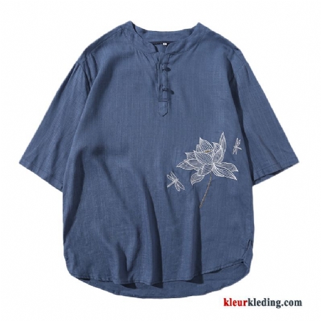 Halve Mouw Heren Blauw T-shirts Zomer Trend Trendy Merk Dunne