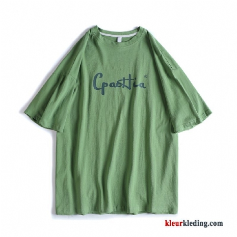 Halve Mouw Trend Korte Mouw T-shirts Heren Jasje Losse Groen