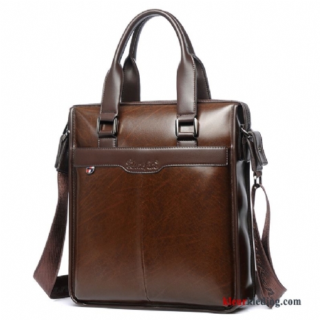 Hand Messenger Tas Casual Handtas Schoudertas Leer Rugzak Business Heren Bruine