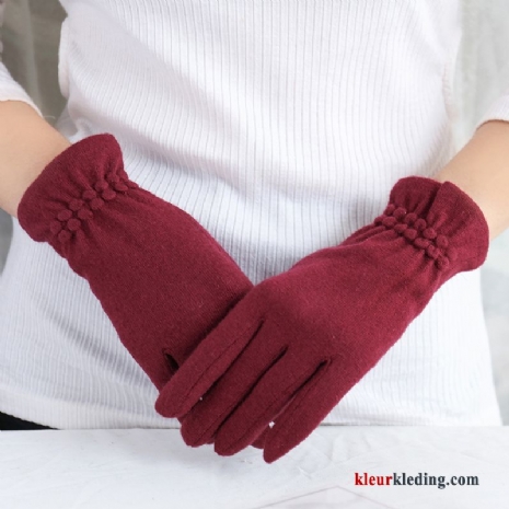 Handschoen Autorijden Wol Koude Vijf Vingers Kasjmier Dames Winter Herfst Rood