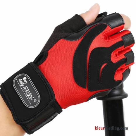 Handschoen Halve Vinger Sport Antislip Paardrijden Bescherming Outdoor Zomer Heren Rood