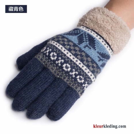 Handschoen Van Katoen Verdikken Blijf Warm Slijtvast Herfst Autorijden Cyclus Wollen Heren Marineblauw