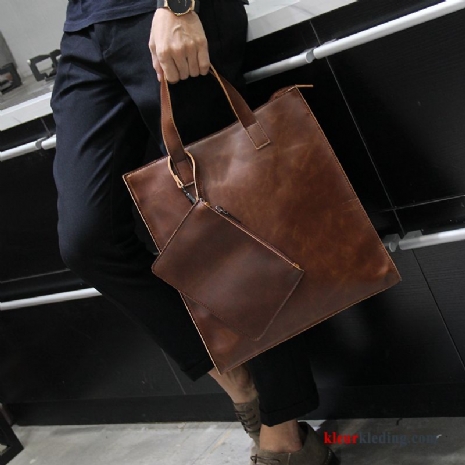 Handtas Bruin Brits Tas Heren Leer Vintage Casual Trend