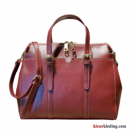 Handtas Dames Leer Casual Grote Tas Europa Nieuw Mode Totalisator Rood