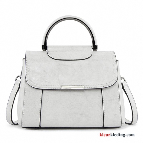 Handtas Elegante Eenvoudig Vintage Messenger Tas 2019 Dames Nieuw Echt Leer Wit Grijs