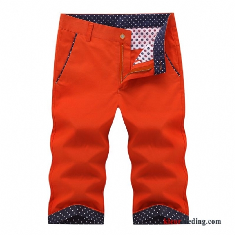 Heren 2018 Dun Oranje Korte Broek Mannelijk Casual Broek Katoen Zomer