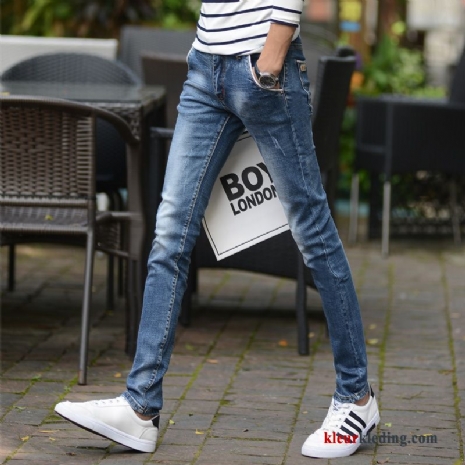 Heren Blauw Herfst Spijkerbroek Jeans Mannelijk Trend Elastiek Nieuw