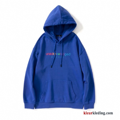 Heren Blauw Jasje Hoodie Voorjaar Nieuw Pullover Regenboog Mannelijk