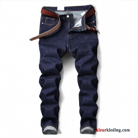 Heren Blauw Rechtdoor Broek Potlood Broek Spijkerbroek Jeans Herfst Donkerblauw