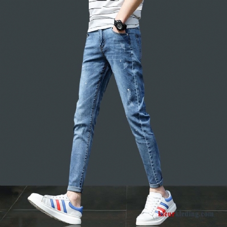 Heren Blauw Spijkerbroek Jeans Slim Fit Mannelijk Rechtdoor Jeugd Voorjaar