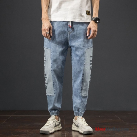 Heren Blauw Voorjaar Spijkerbroek Jeans Trend Cargo Trendy Merk Mannelijk Losse