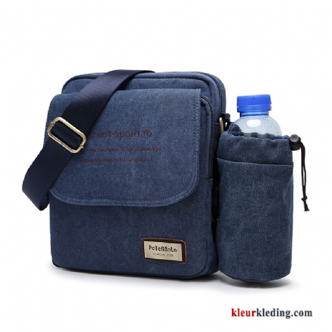 Heren Business Casual Canvas Doek Tas Messenger Tas Vintage Schoudertas Blauw