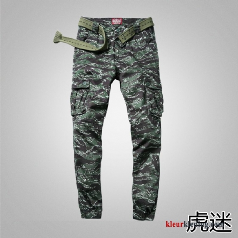 Heren Cargo Broek Broek Mannelijk Groen Potlood Broek Camouflage Strak Cargo Meer Zakken