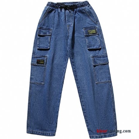 Heren Cargo Broek Nieuw Casual Slim Fit Cargo Mini Losse Spijkerbroek Jeans Trendy Merk