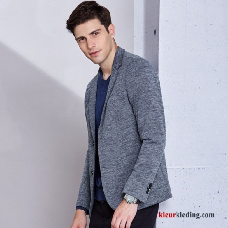 Heren Casual Blazer Lange Mouwen Voorjaar Blauw Jas 2018 Lichtblauw