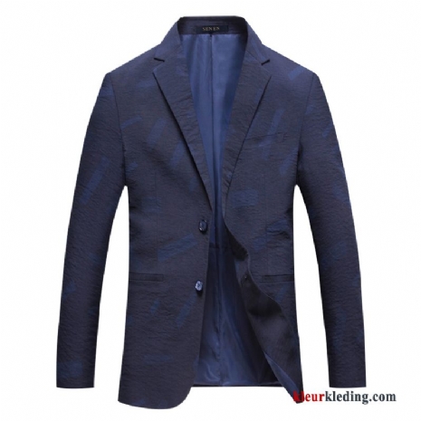 Heren Casual Jasje Donkerblauw Blazer Mannelijk Slim Fit Voorjaar Mooi