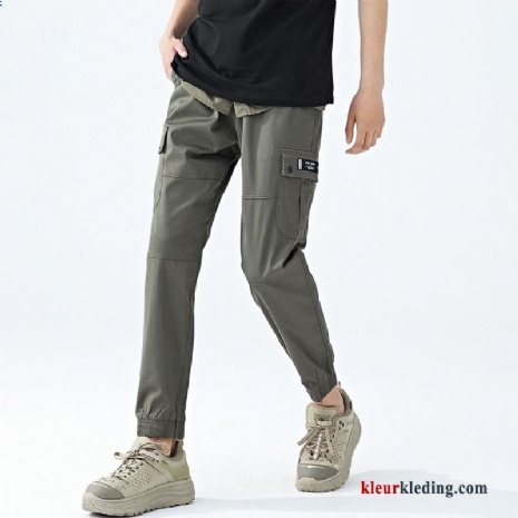 Heren Dunne Broek Grijs Casual Broek Trend Losse Zomer Cargo Broek