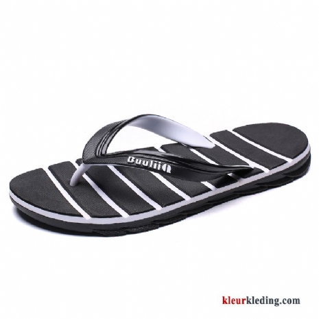 Heren Flip Flops Antislip Persoonlijk Mode Pantoffels Trend Mannen Zachte Zolen Zomer Zwart