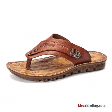 Heren Flip Flops Casual Persoonlijk Schoenen Strand Trend Slipper Antislip Bruin