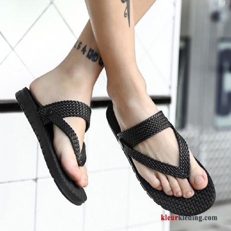 Heren Flip Flops Strand Bovenkleding Pantoffels Slipper Trend Mannen Antislip Outdoor Zwart