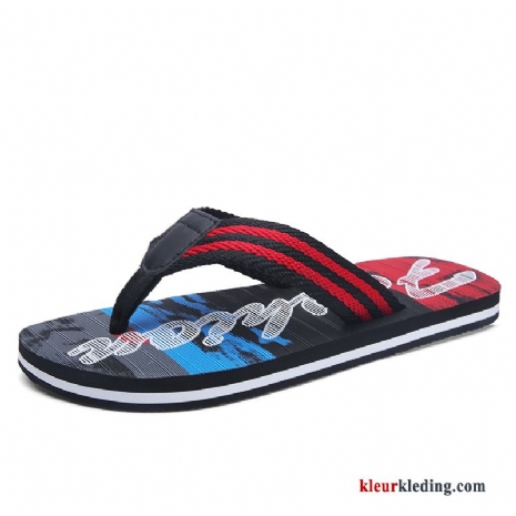 Heren Flip Flops Strand Lichte Zomer Antislip Pantoffels Zachte Zolen Trend Mannen Rood