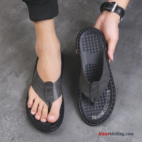 Heren Flip Flops Trend Ademende Pantoffels Antislip Slipper Bovenkleding Strand Grote Maten Zwart